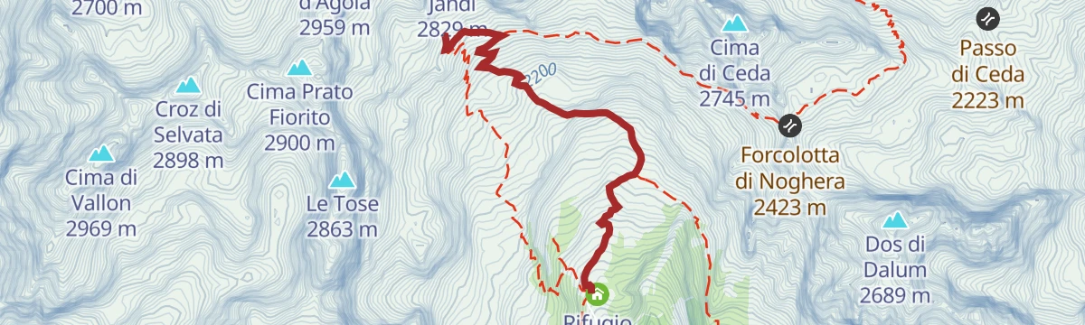 Route map: Trekking to Rifugio Agostini